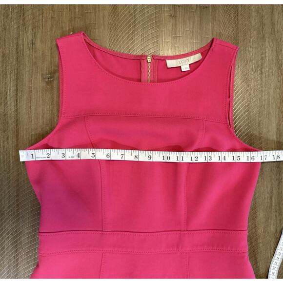Ann Taylor LOFT Hot Pink Classic Modern Sleeveless Sheath Dress Women’s Size 6 - Picture 7 of 13